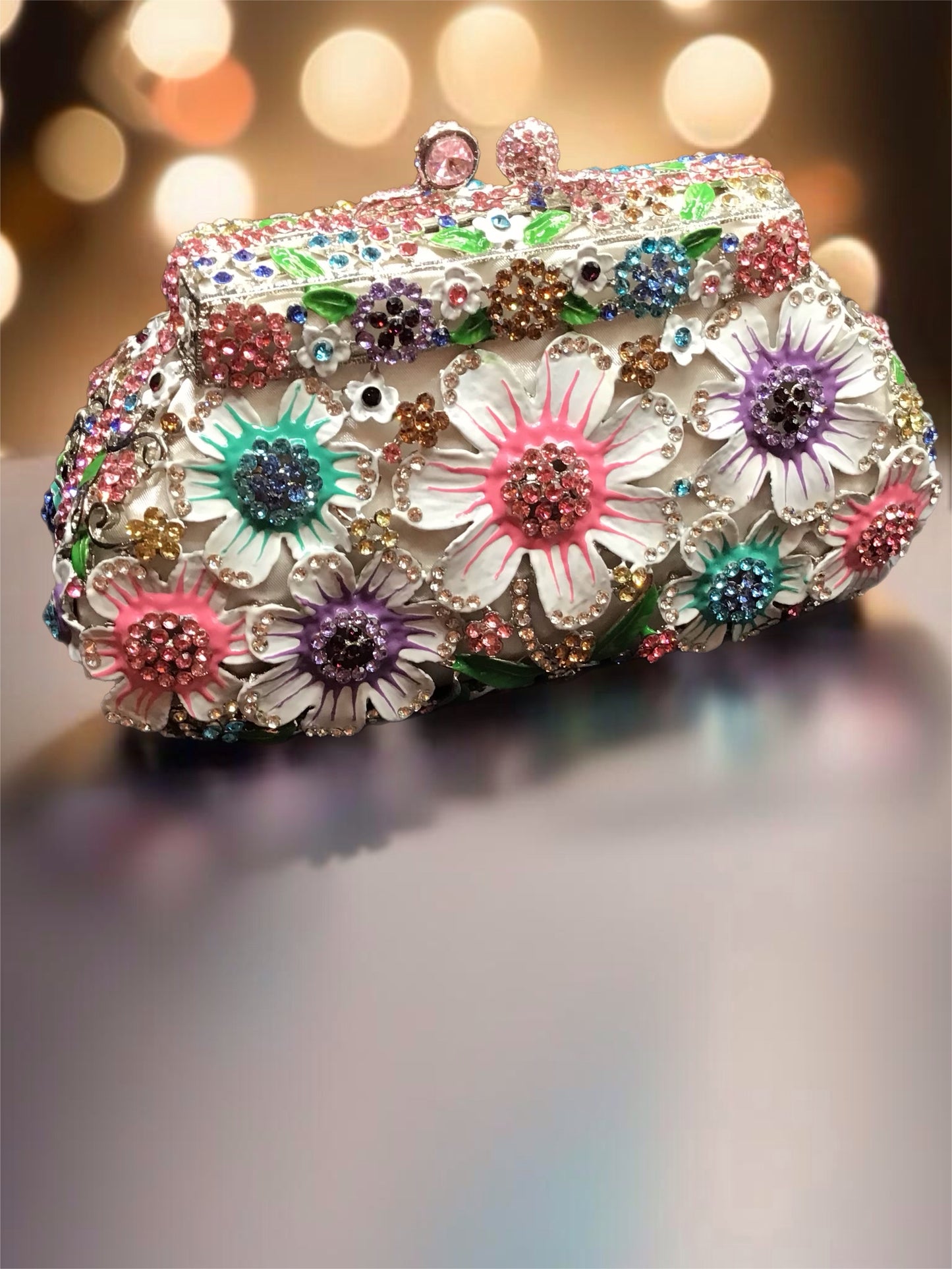 Flower Swarovski crystal purse