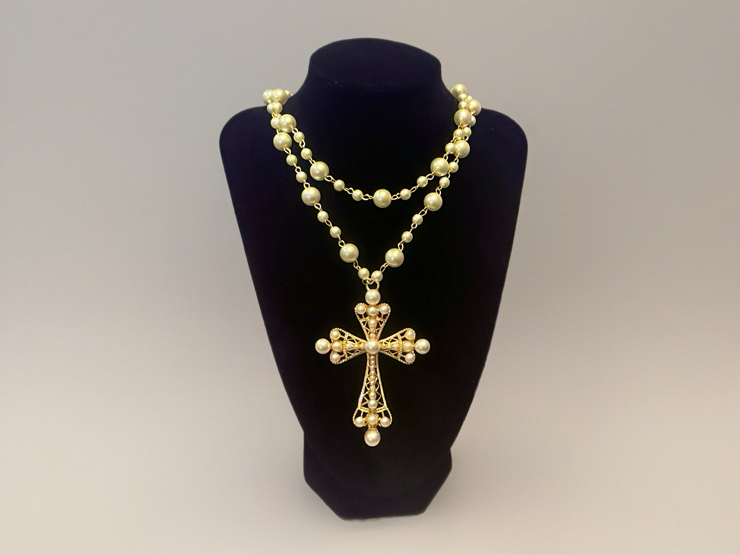 Divine Elegance Pearl Cross-Necklace
