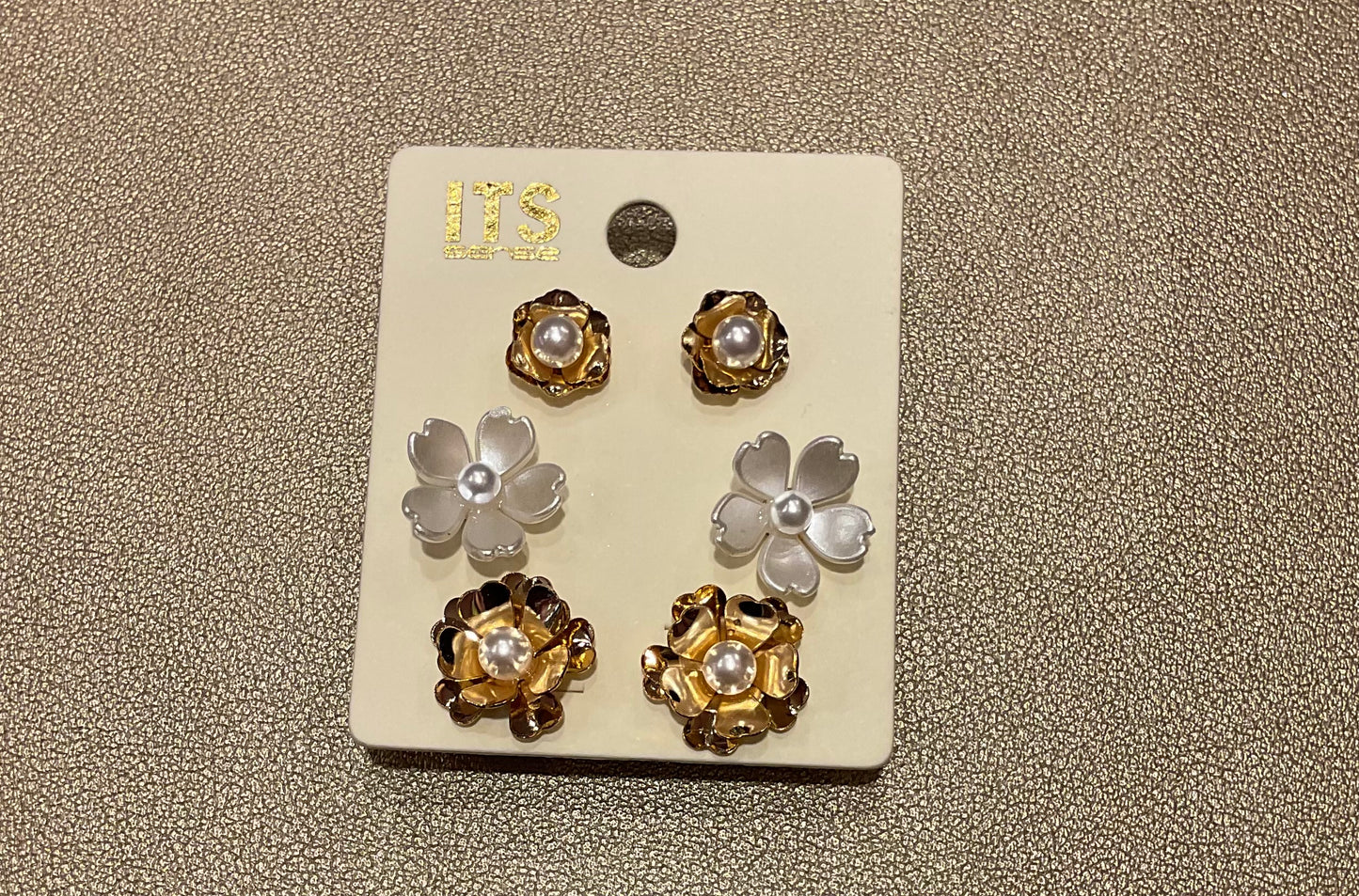 Golden Blossom Earrings Trio - Gold