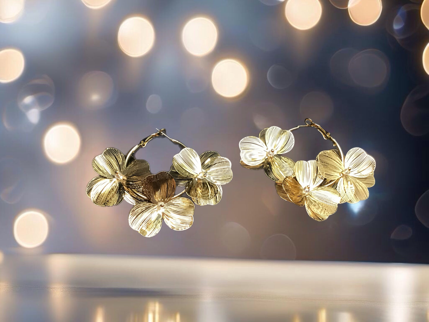 Flower sprout hoop -earrings
