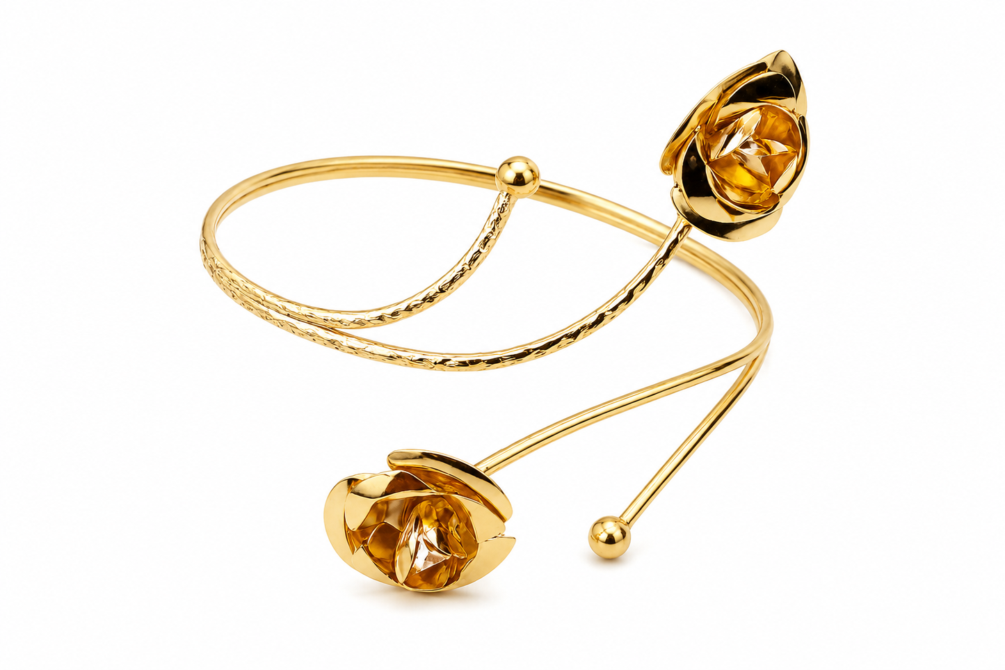 Golden Bloom Arm Cuff-Bracelets