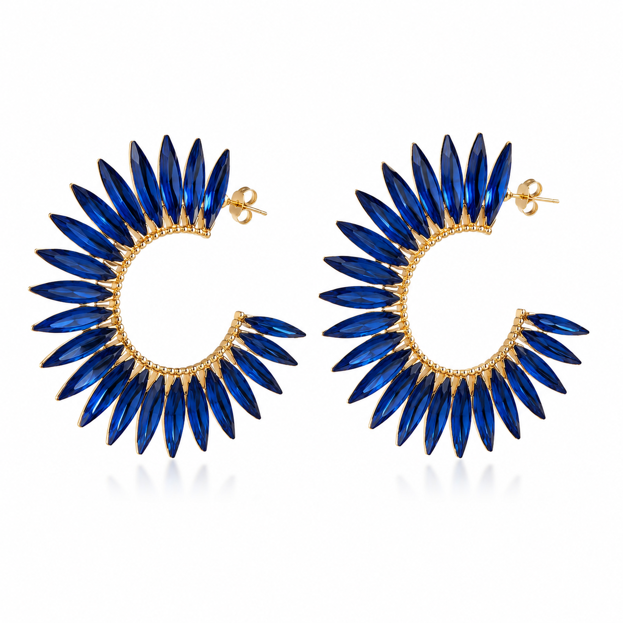 Sapphire Sunburst Hoops- Earrings