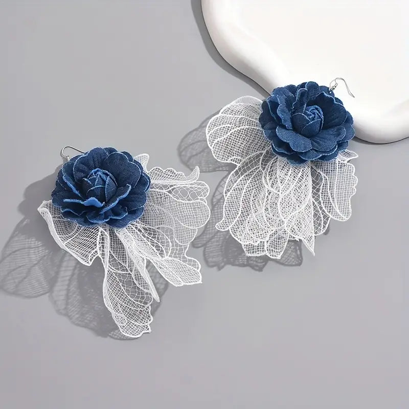 Denim Floral- Earrings