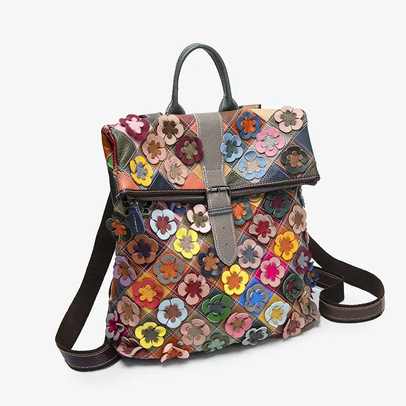 Floral Patchwork Backpack- Handbags