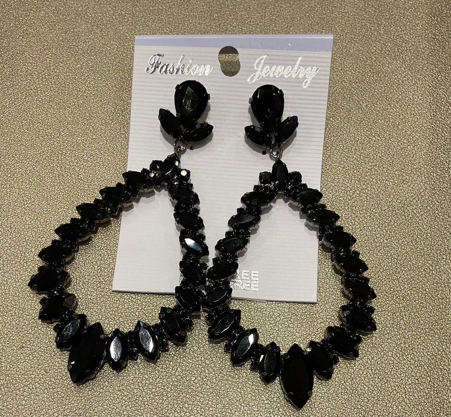 Black Swan Embellished Hoop Earrings - Black