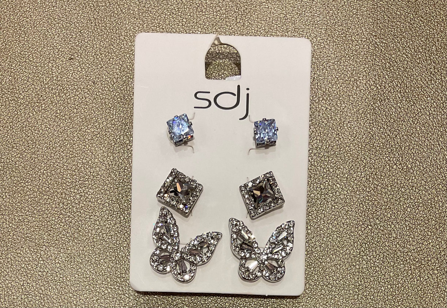 Bedazzled Baddie Bling Trio Earrings - Sliver