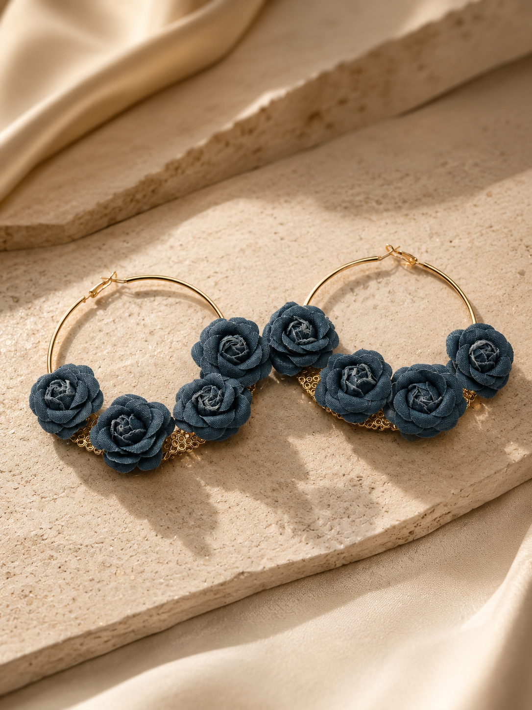 Denim Rose Society Hoop-Earrings