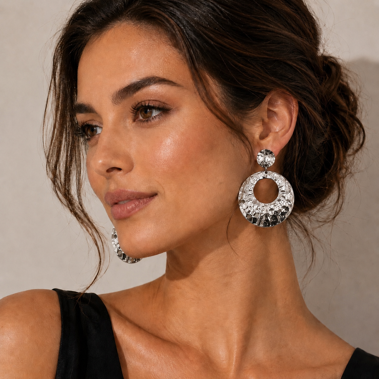 Moonlit Metal (Clip-On) Hoops-Earrings