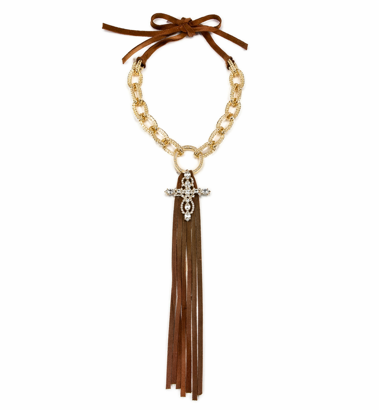 Desert Luxe Cross Fringe-Necklace