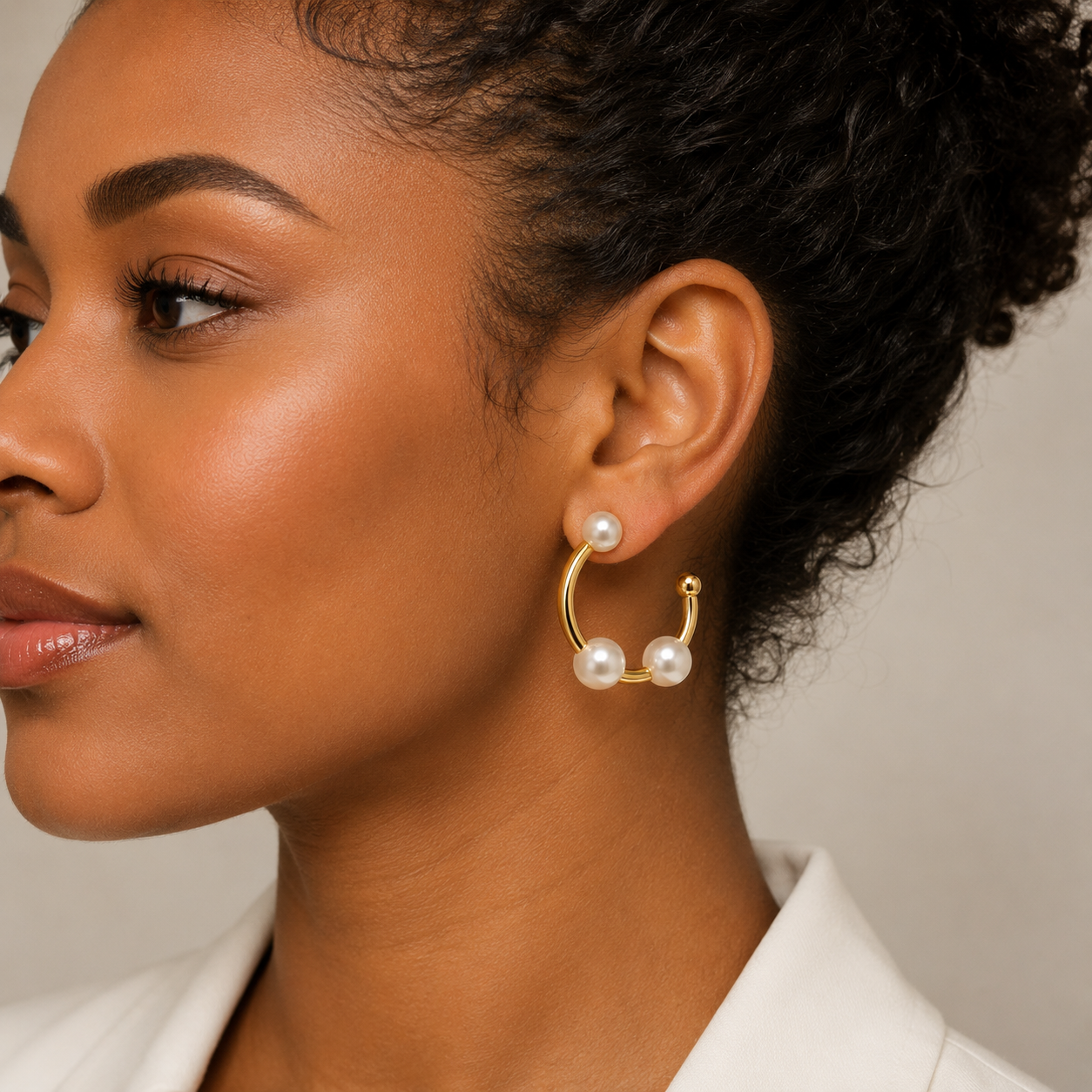 Pearl Kiss Hoops- Earrings