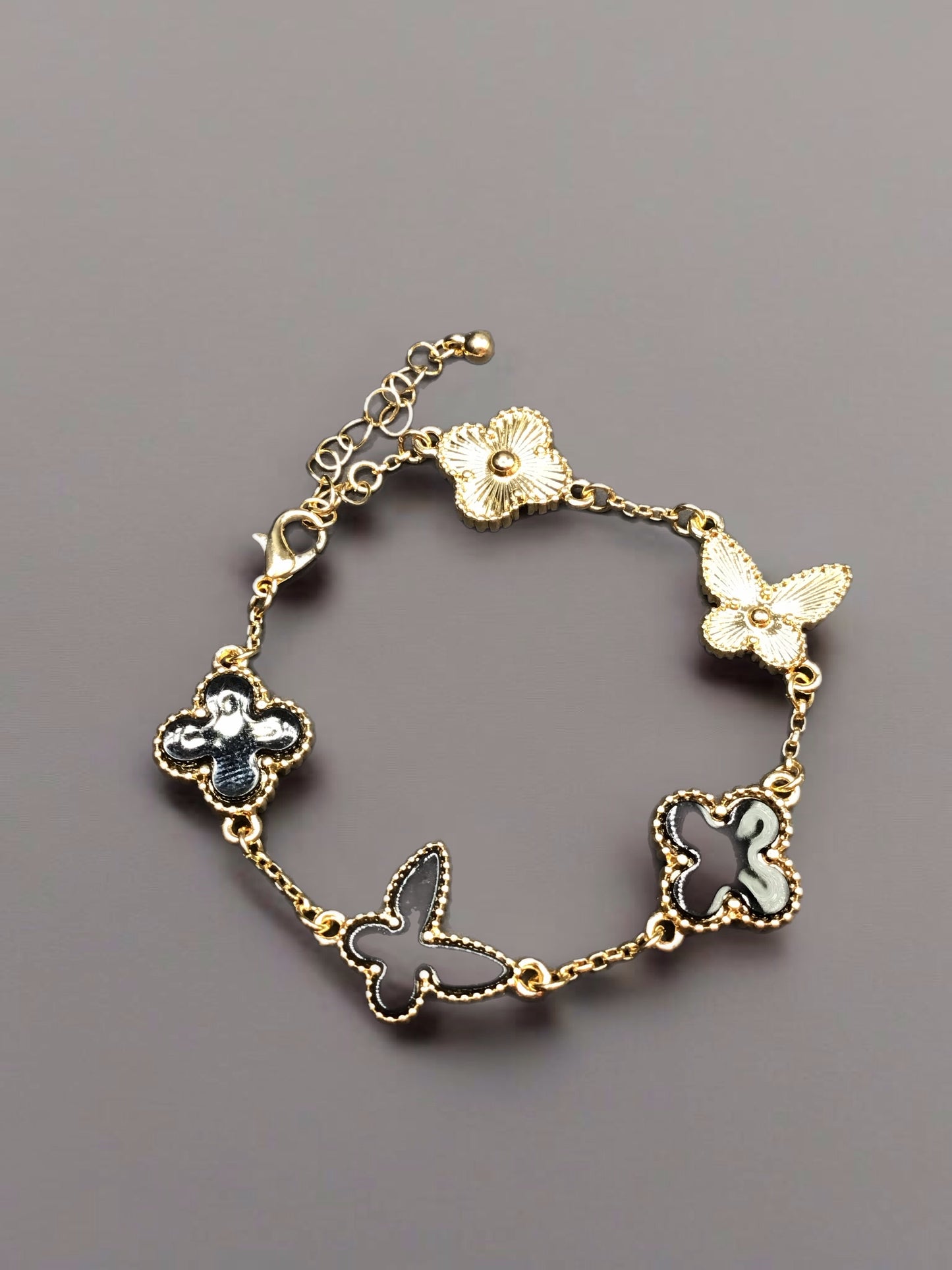 Black and Gold Lucky Charm/Butterfly- Bracelet