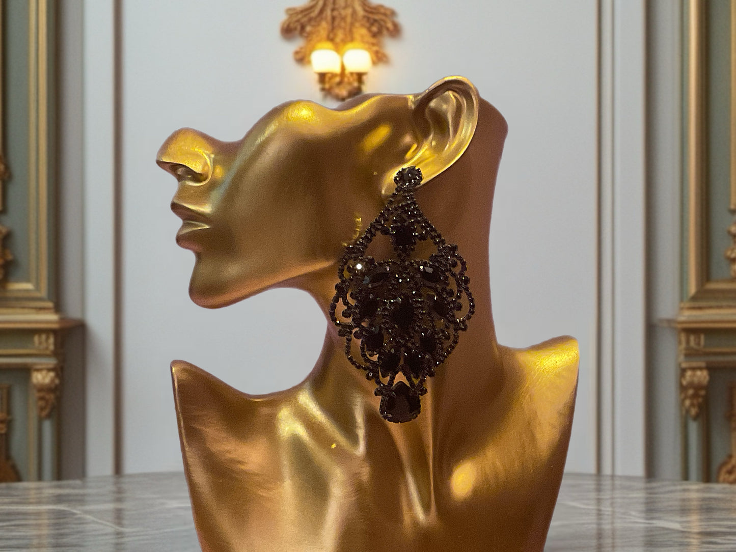 Crystal Flora Statement Drops-Earrings