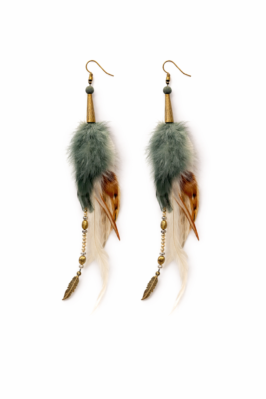 Sage Goddess Feather Drops-Earrings