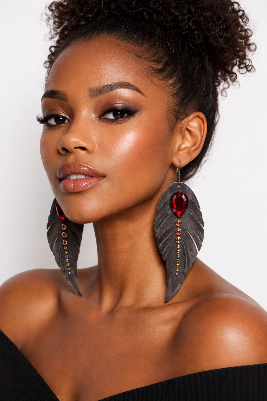 She Got It Feather Drops-Earrings
