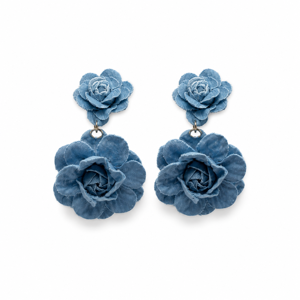Double Denim Bloom- Earrings