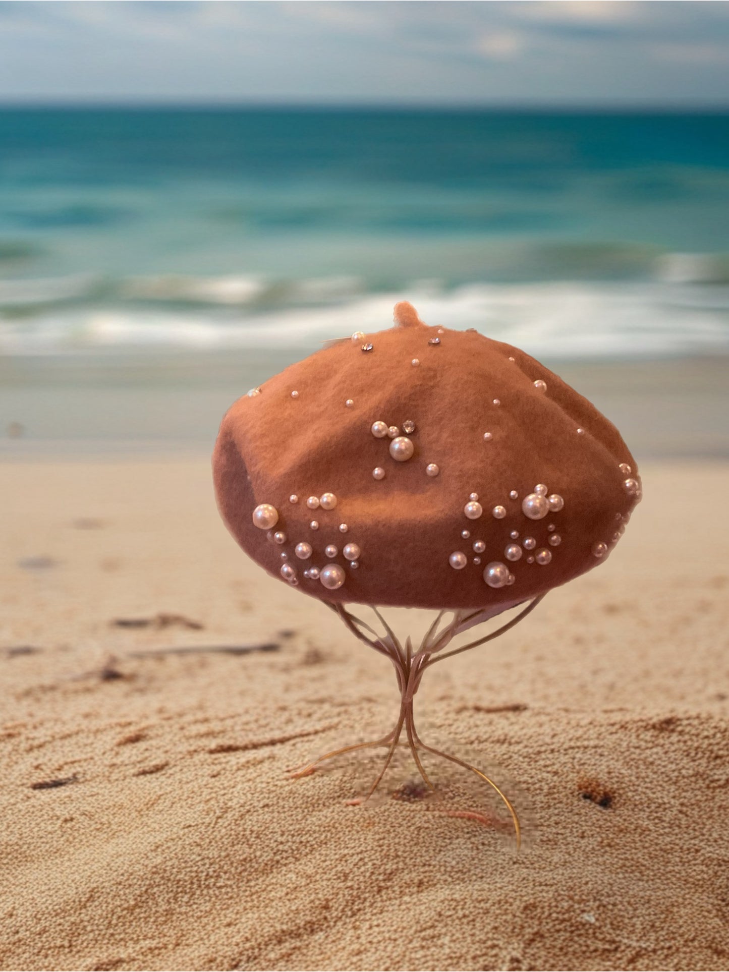 Pearl Studded Beret Hats