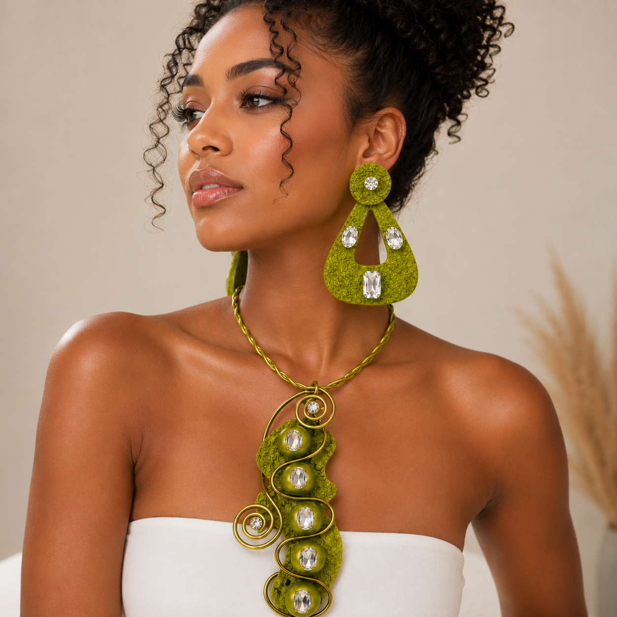 Lime in the Spotlight Necklace & Earring Set