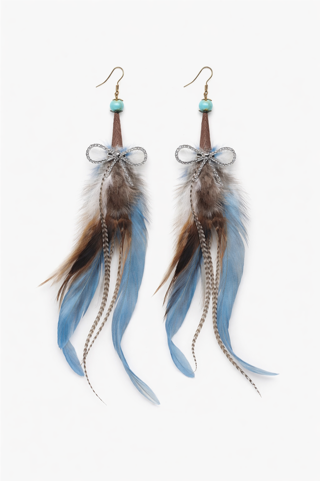 Blue Aura Feather Drops-Earrings
