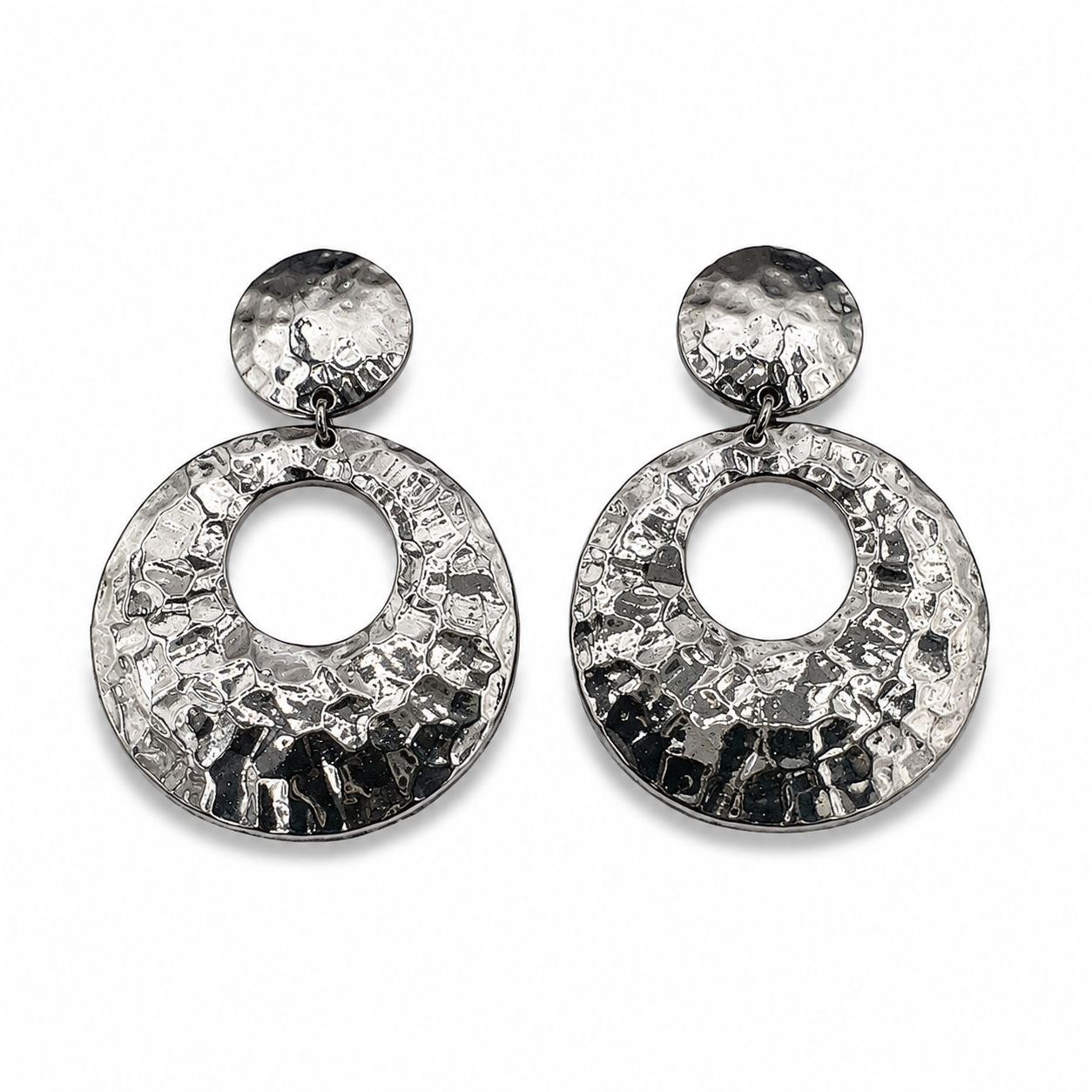 Moonlit Metal (Clip-On) Hoops-Earrings