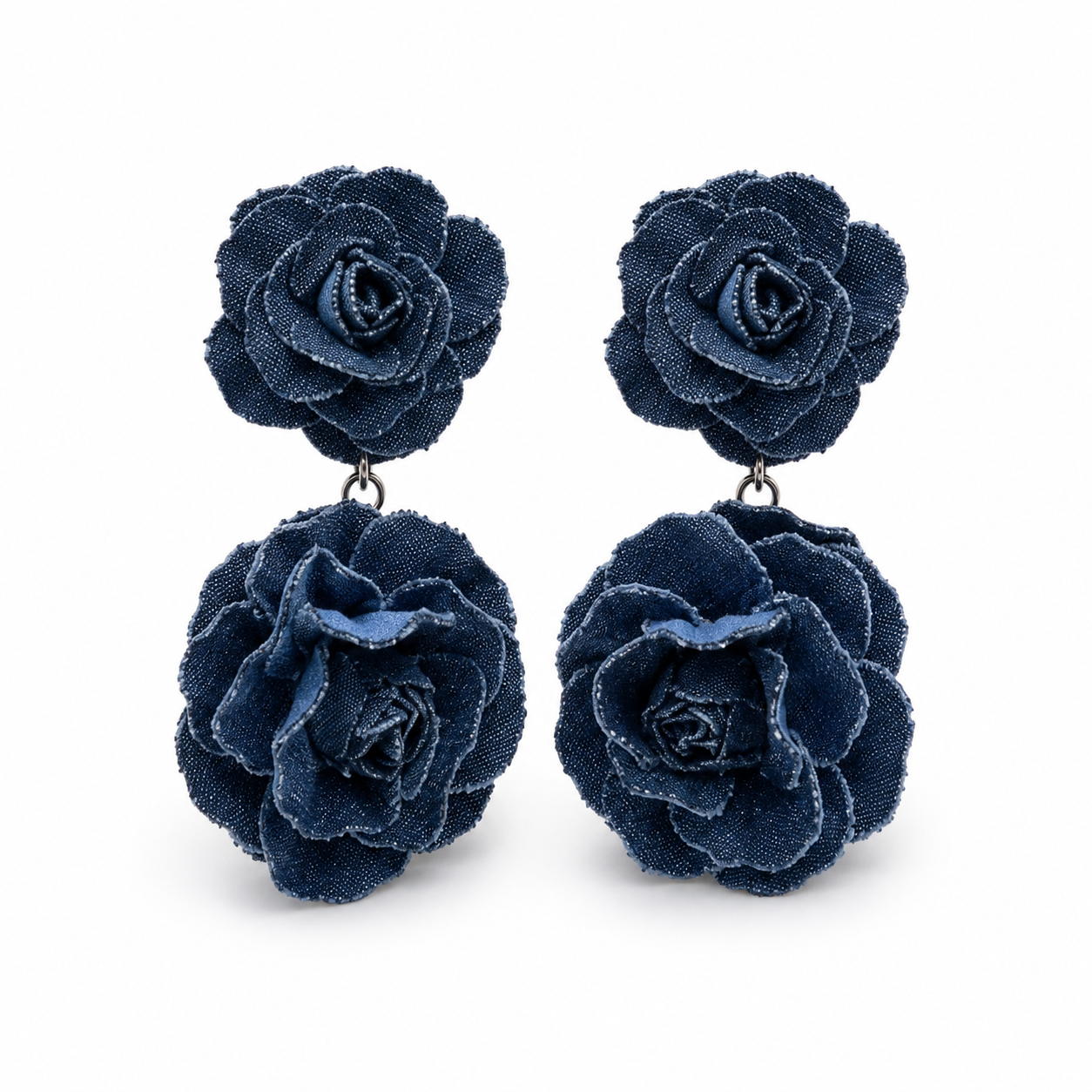 Double Denim Bloom- Earrings