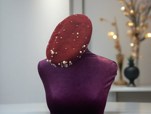 Pearl Studded Beret Hats