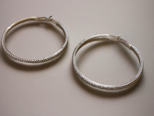 Crystal Sliver Hoops - Earrings