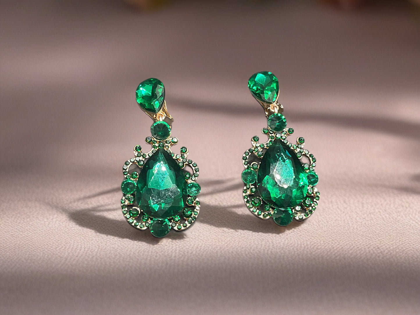 Crown Jewel Emeralds Clip-Ons-Earrings