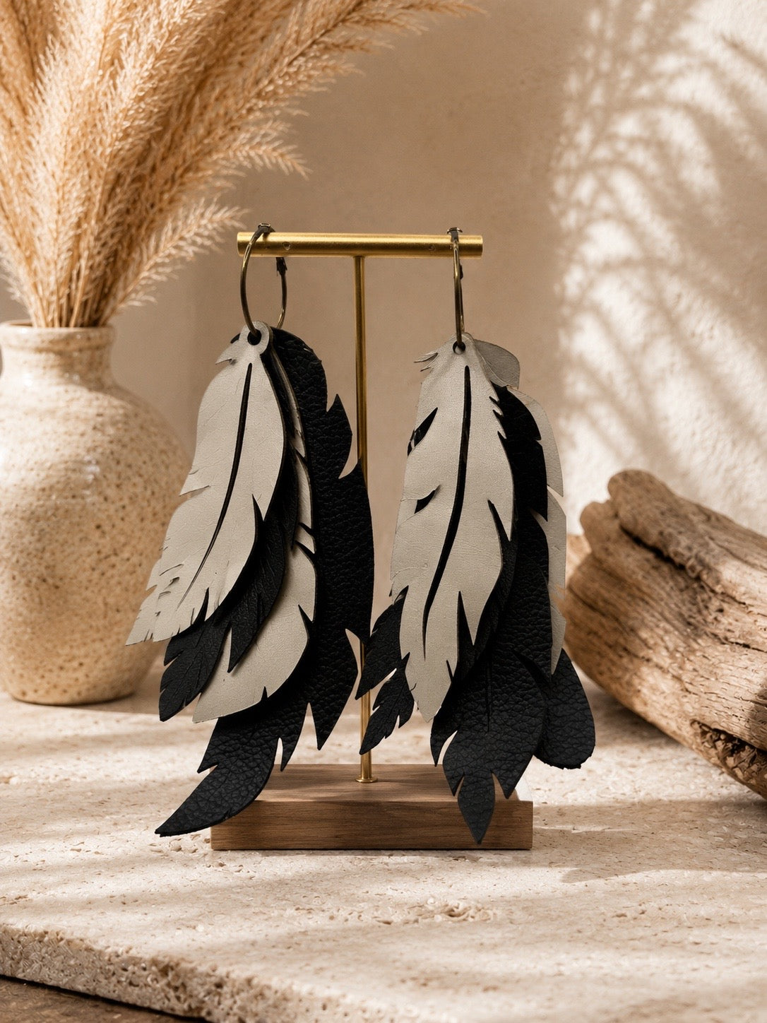 Rustic & Ivory Leaf Earrings