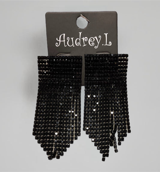 Sassy Strands Bling Earrings - Black