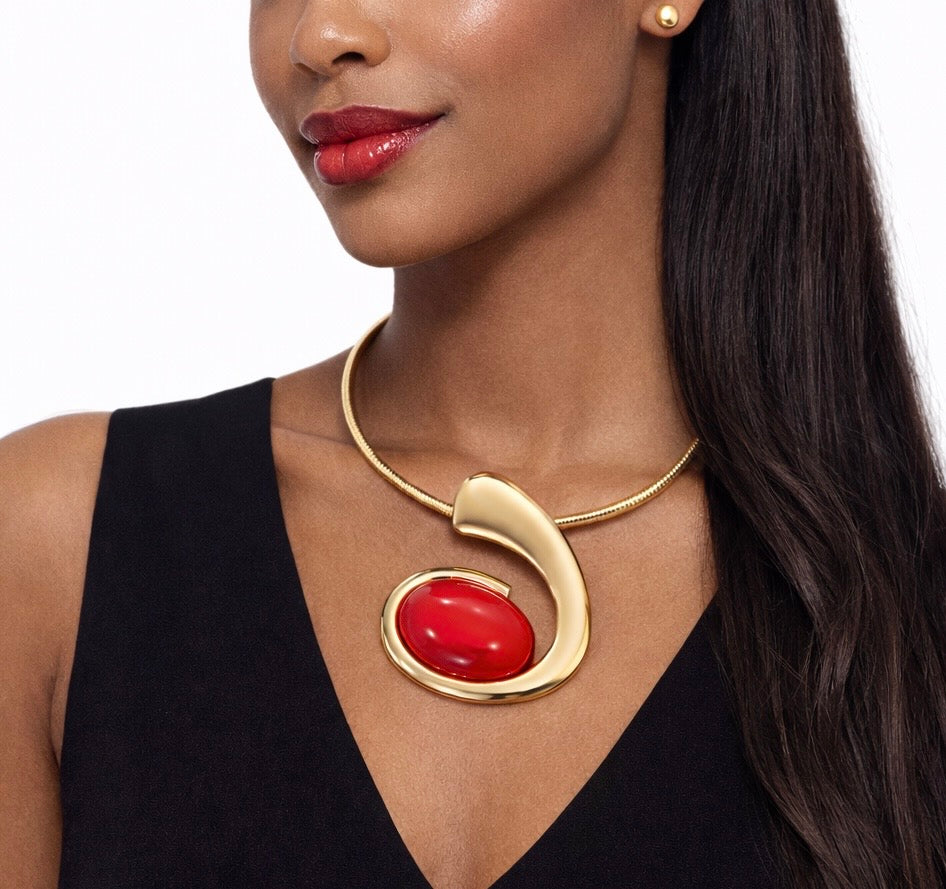 Crimson Luxe Swirl Set-Necklace
