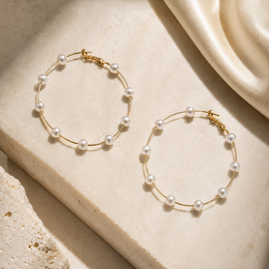 Pearl Drip Halo Hoops- Earrings