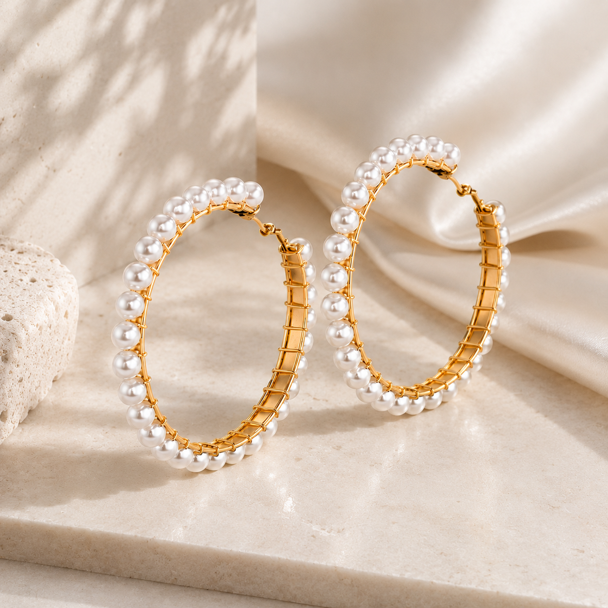 Opulent Pearl Hoops- Earrings