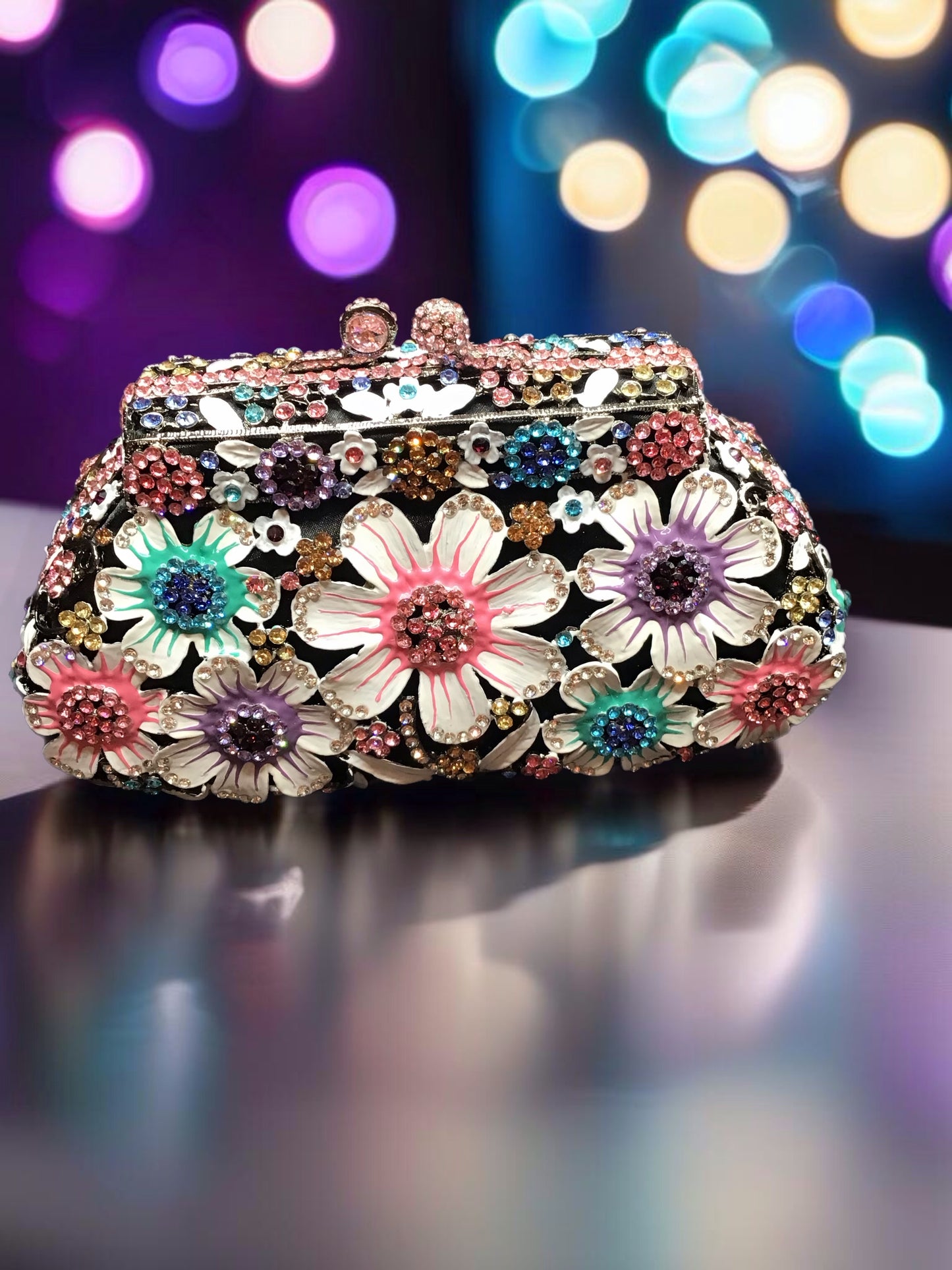 Flower Swarovski crystal purse