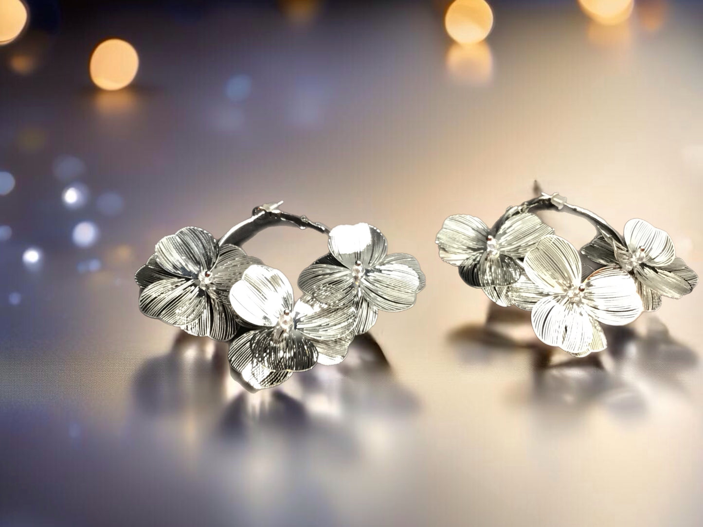 Flower sprout hoop -earrings