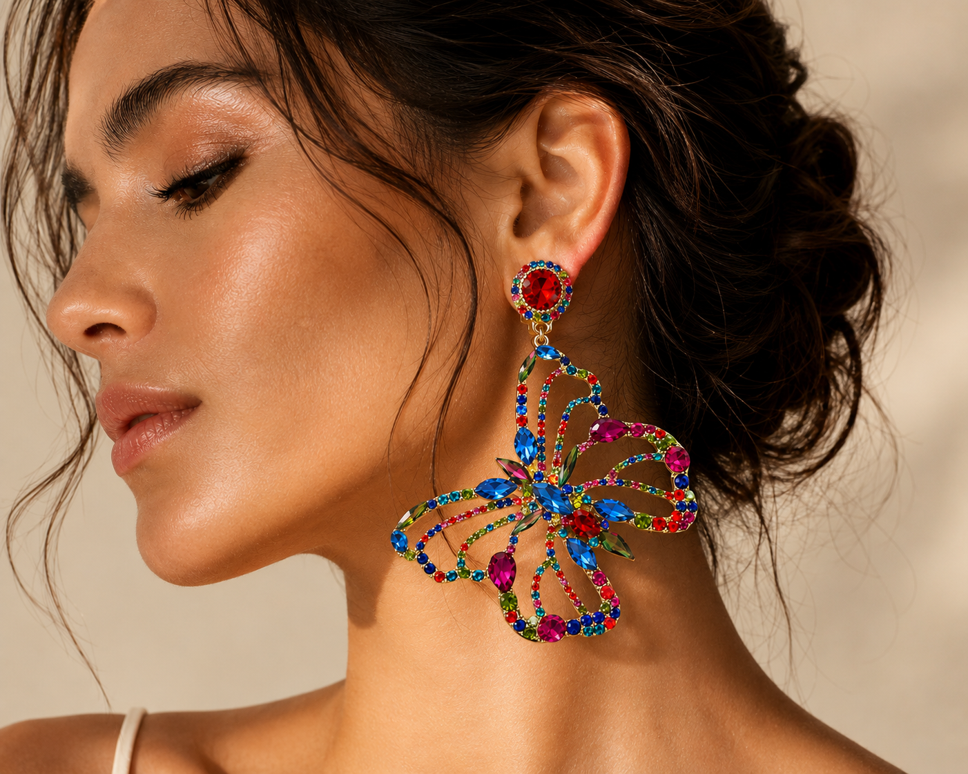 Jewel Garden Butterfly (Clip-On)-Earrings