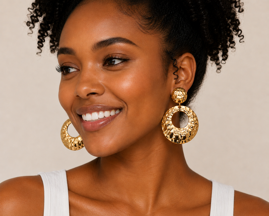 Moonlit Metal (Clip-On) Hoops-Earrings