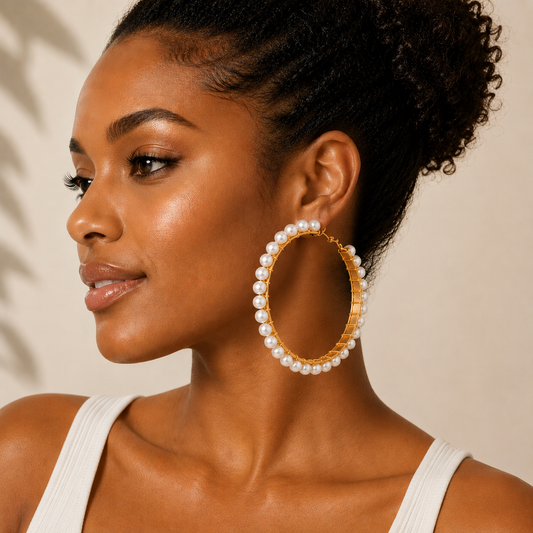 Opulent Pearl Hoops- Earrings