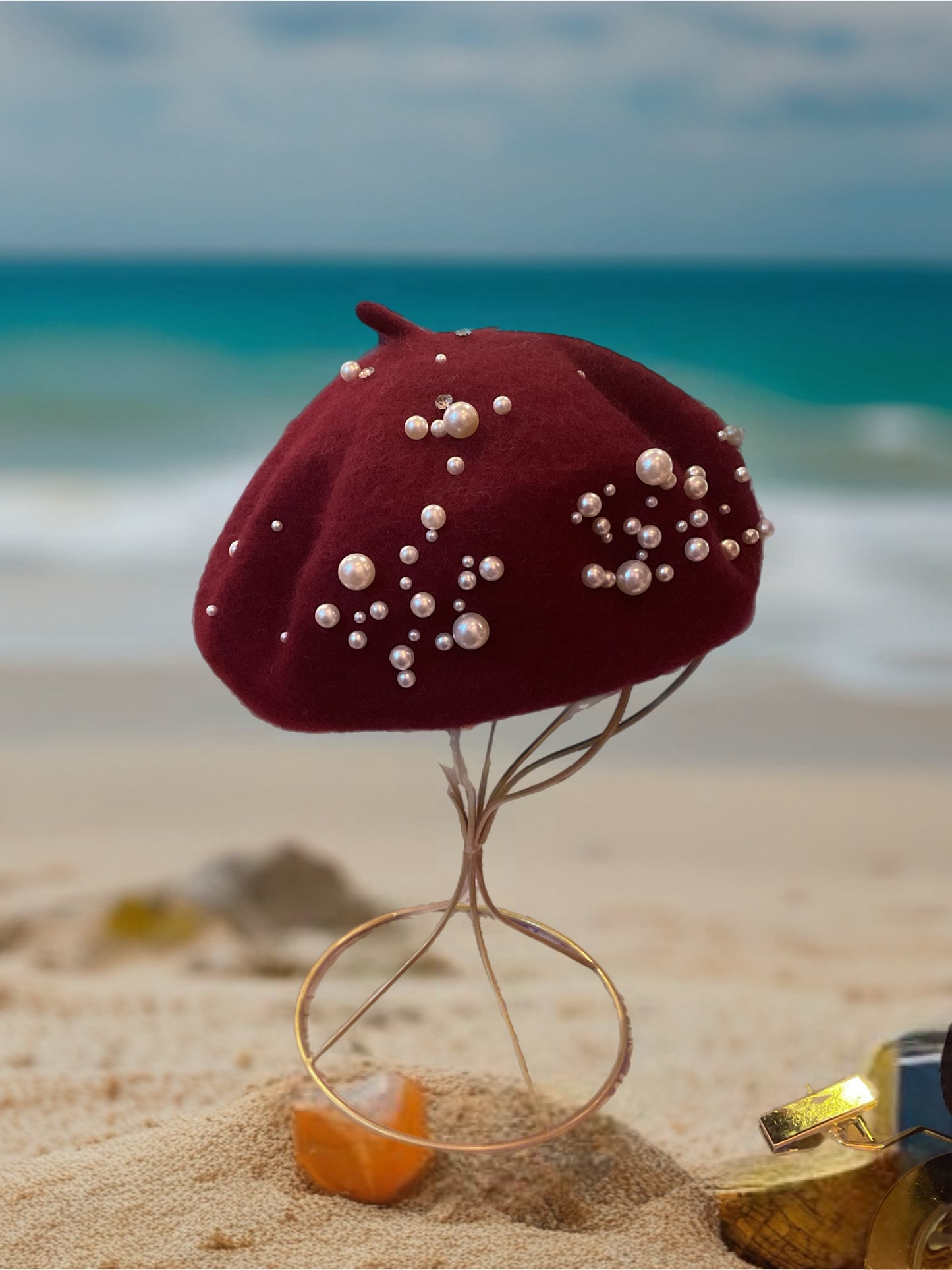 Pearl Studded Beret Hats