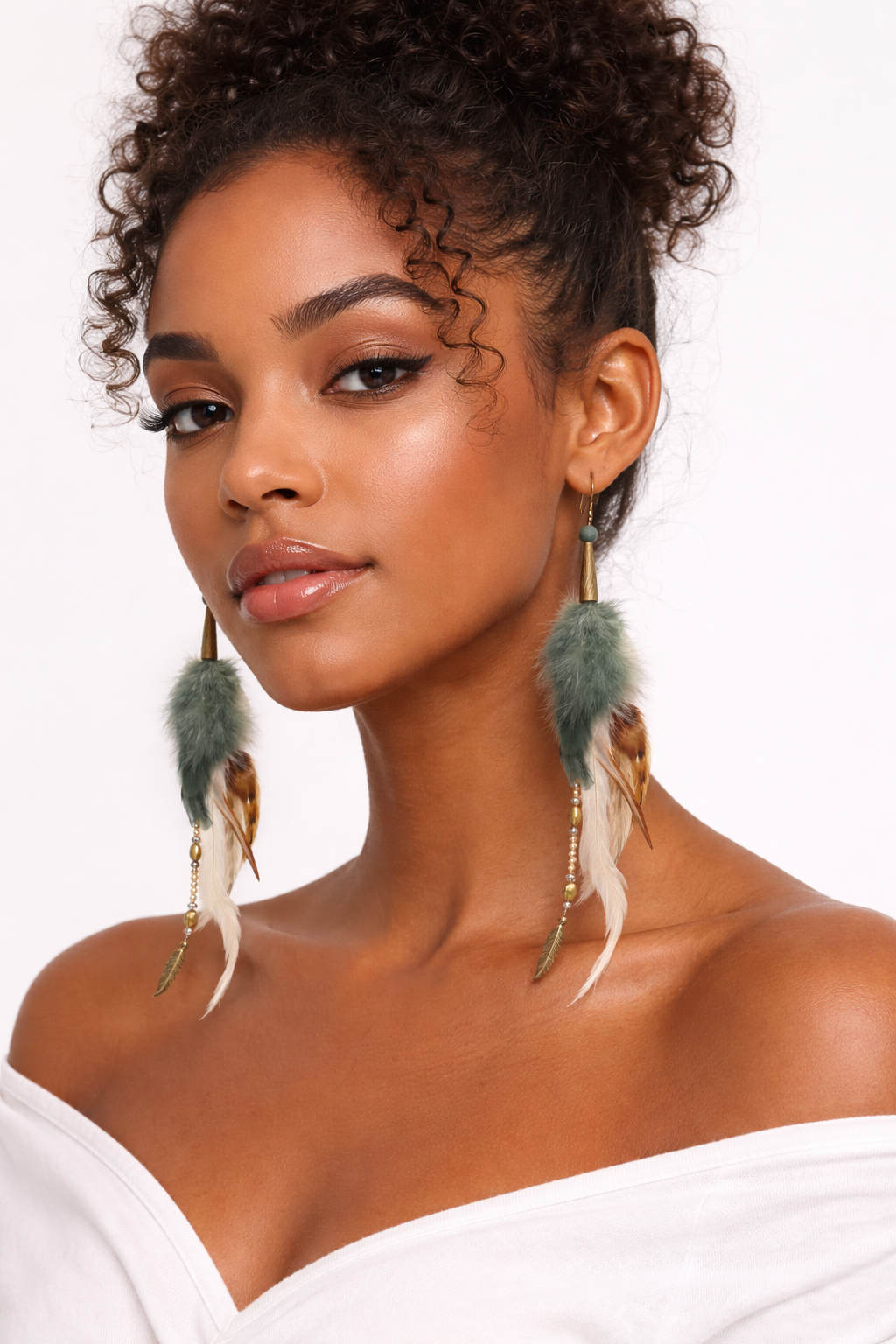 Sage Goddess Feather Drops-Earrings