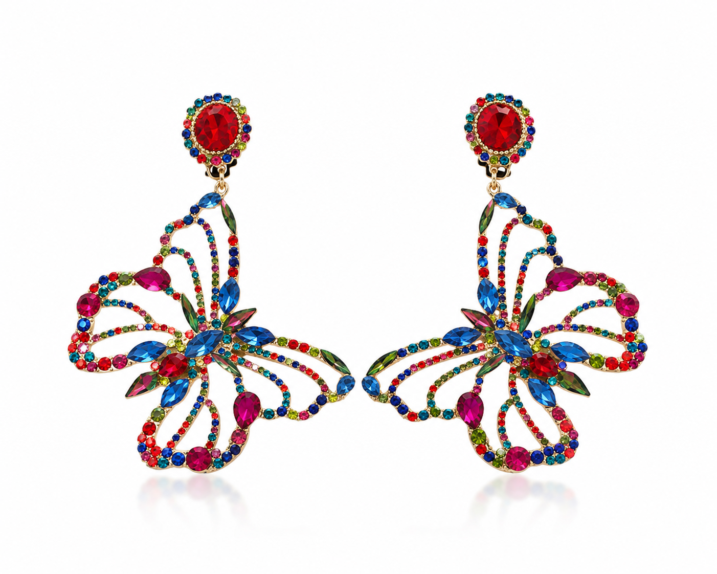 Jewel Garden Butterfly (Clip-On)-Earrings