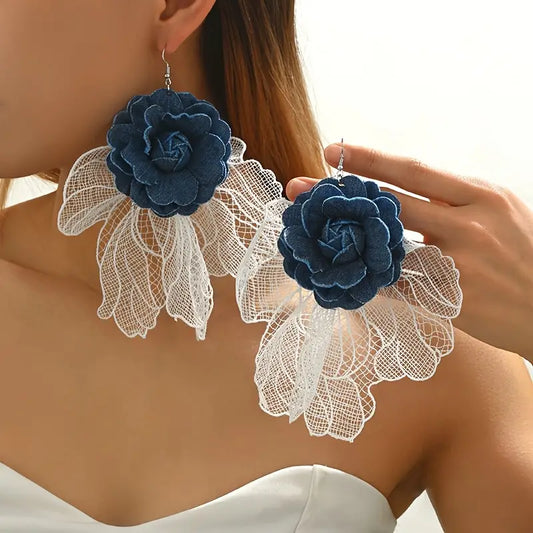 Denim Floral- Earrings