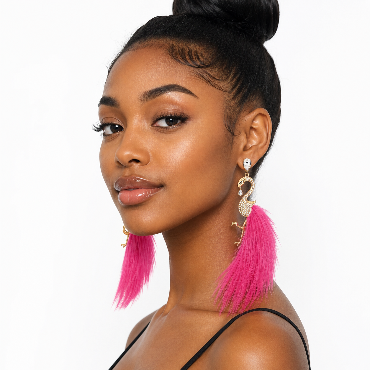 Flamingo Paradise Feather Glam-Earrings