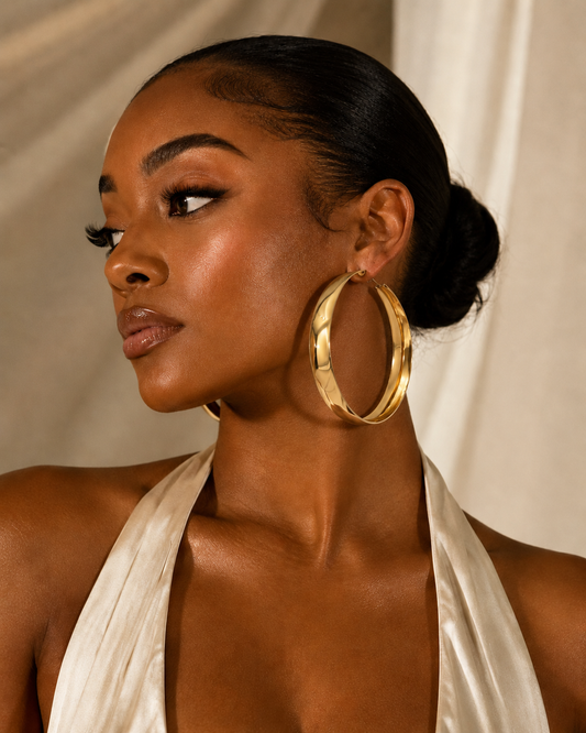 Golden Muse Statement Hoops-Earrings