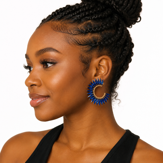 Sapphire Sunburst Hoops- Earrings