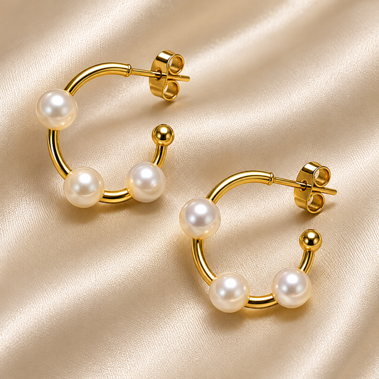 Pearl Kiss Hoops- Earrings