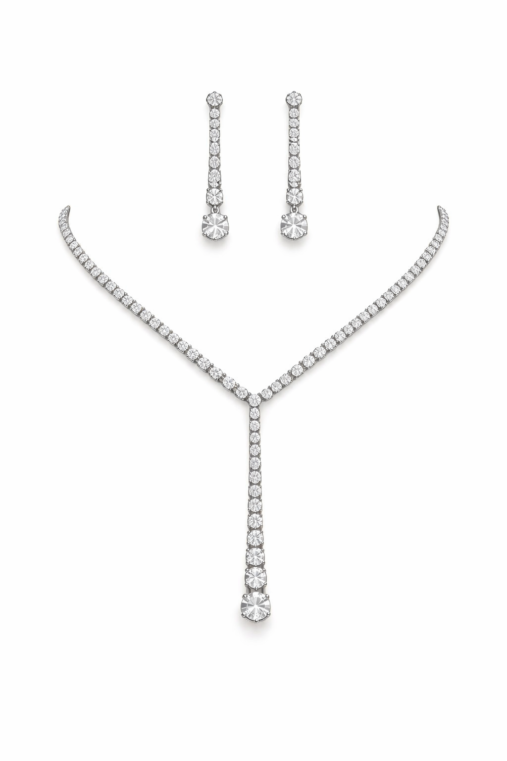 Bejeweled Rhinestone Y Drop Set- Necklace