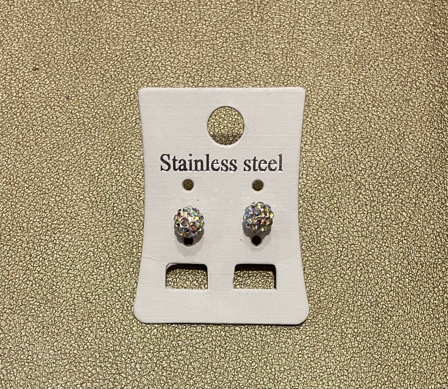 Small Disco Ball Stud Earrings - Iridescent