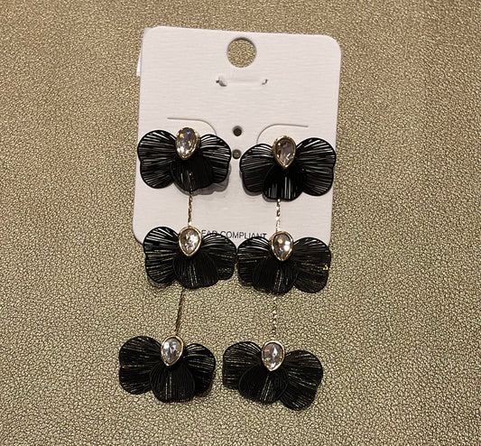 Black Blossom Earrings - Black