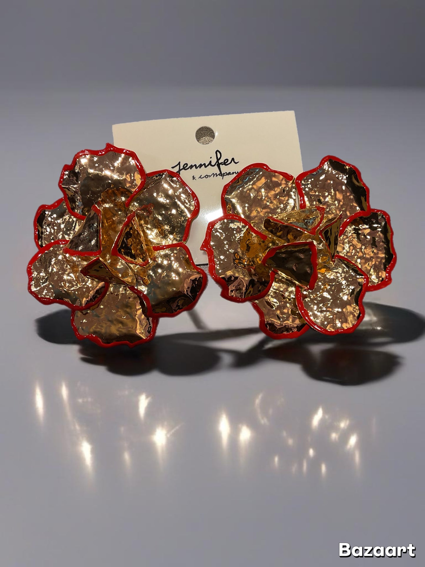 Golden lotus flower earrings