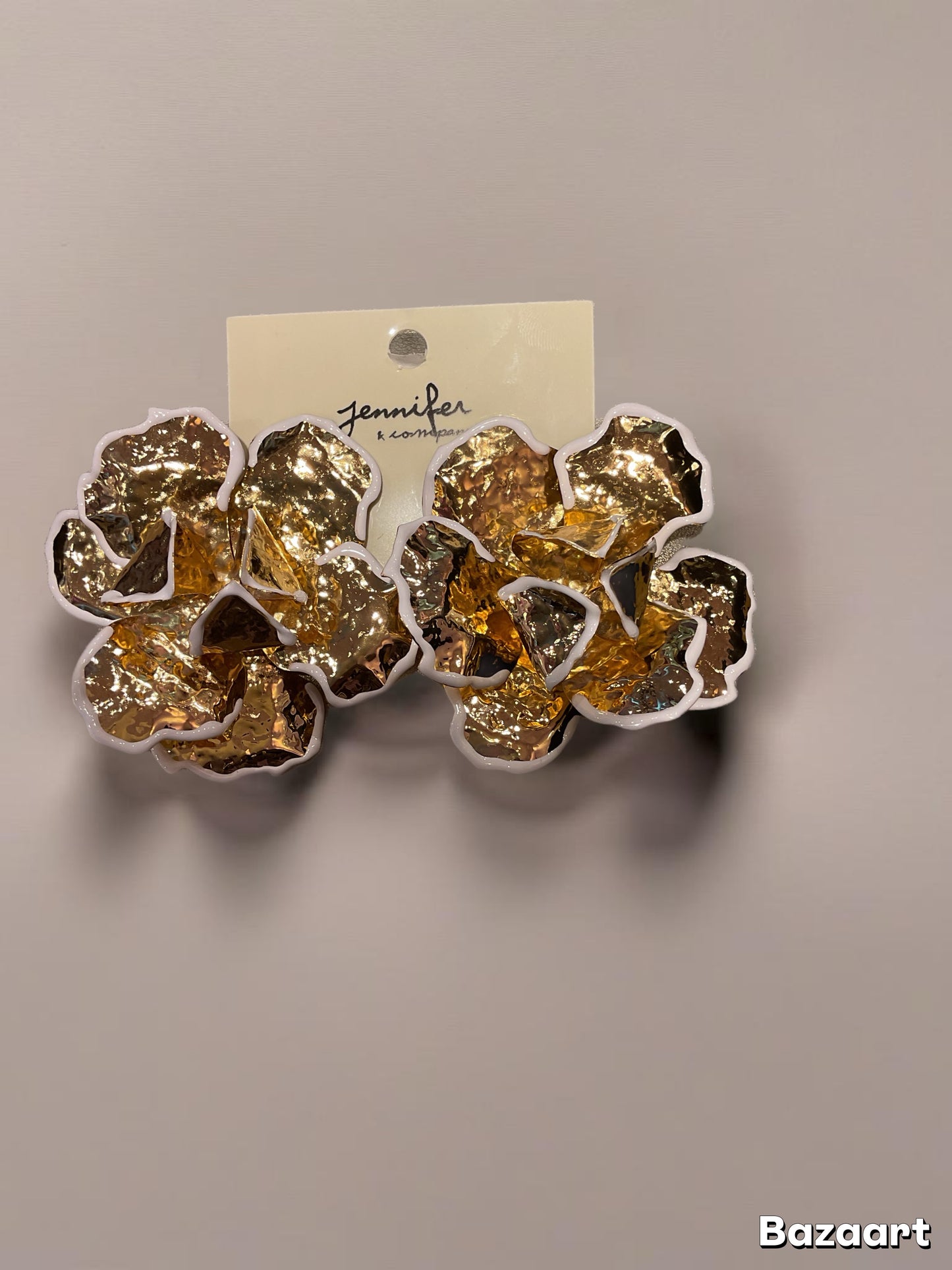 Golden lotus flower earrings